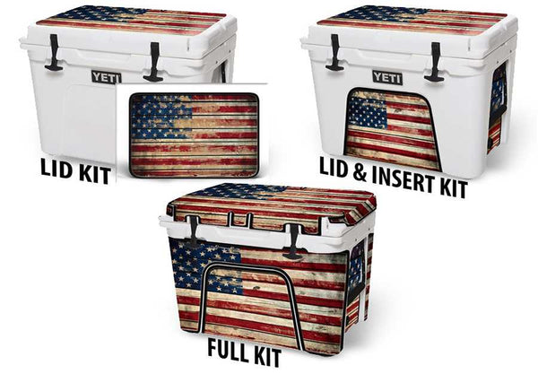 Vinyl Cooler Wrap fits YETI GoBox 60, Decal Skin Sticker LID - USA Flag  Color