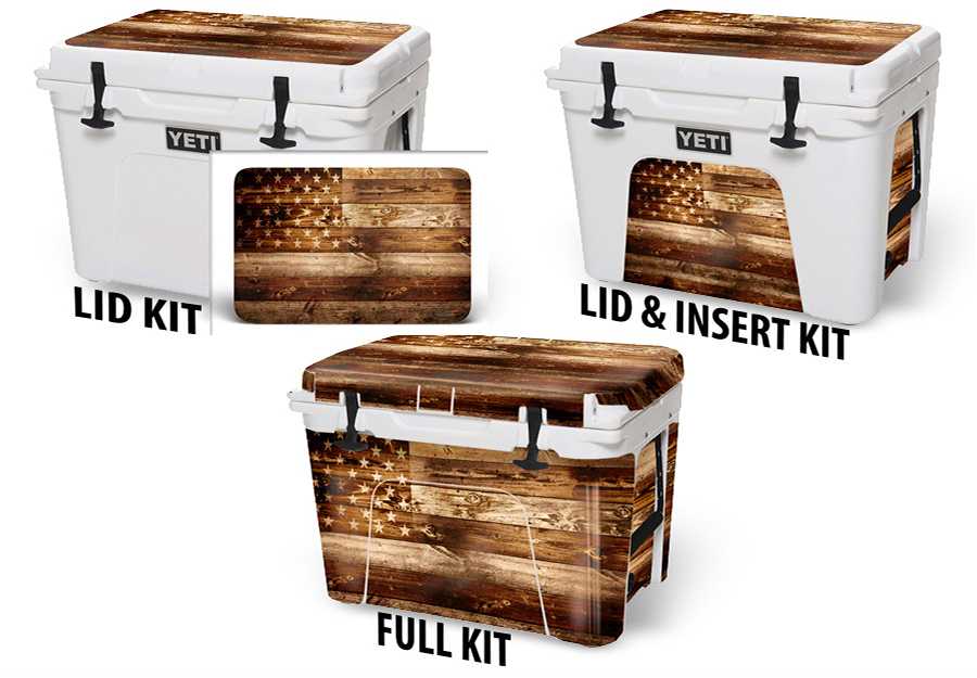 USATuff Vinyl Cooler Wrap Skin for YETI Coolers - USA Flag Wood