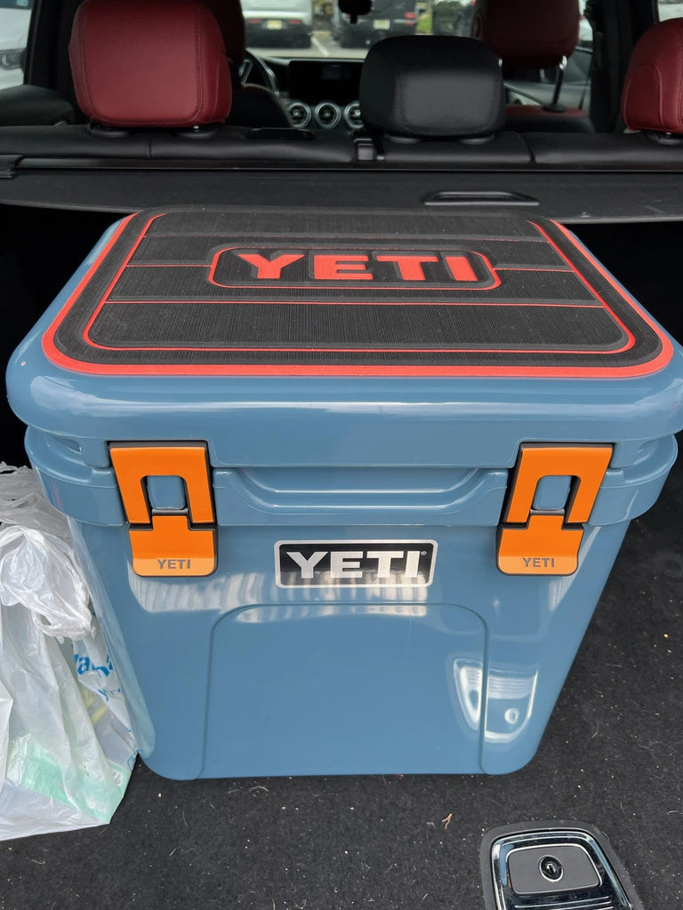 SeaDek Cooler Pad Marine EVA Mat by USATuff Fits YETI RTIC ORCA Engel Customizable Teak Design Black-SunsetOrange