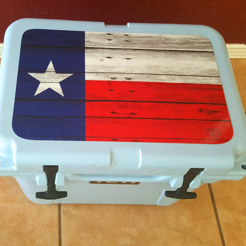 Vinyl Cooler Wrap fits YETI GoBox 60, Decal Skin Sticker LID - USA Flag  Color