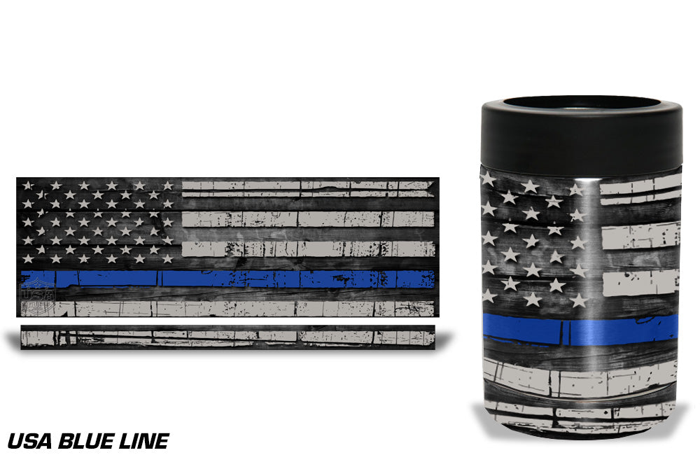 USATuff Tumbler Cup Wrap Kit for RTIC YETI - Blue Line Flag