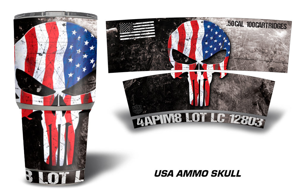Personalized American Flag Skull Tumbler