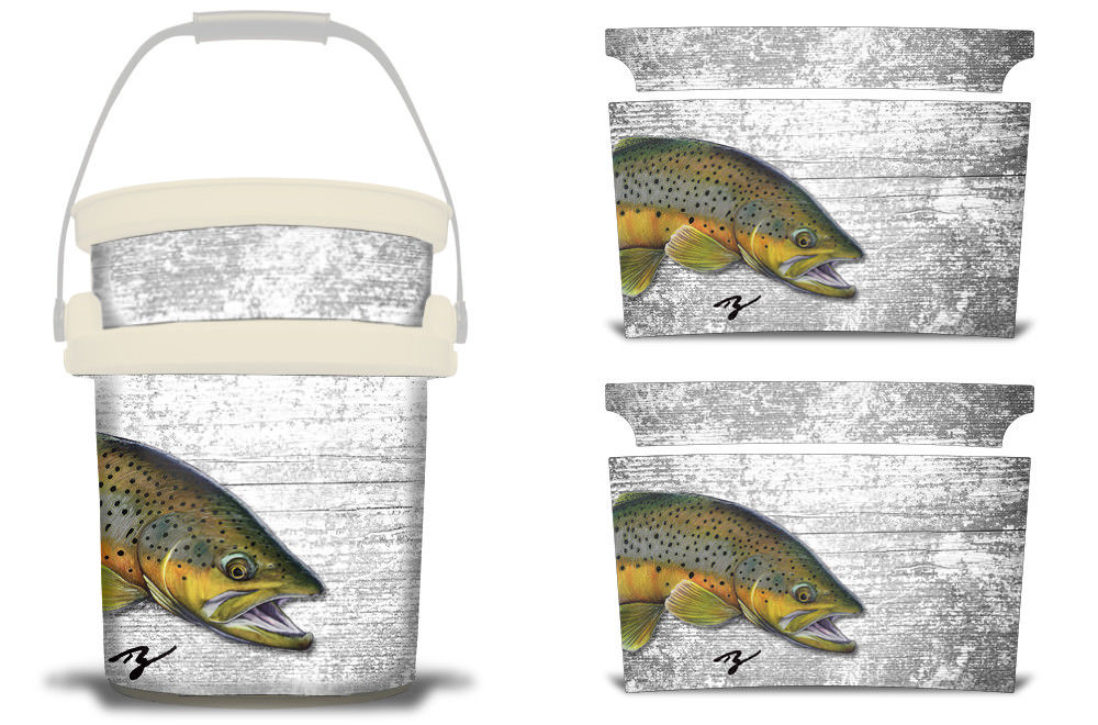 YETI Loadout Bucket Accessories Wrap - Brown Trout Fish Design